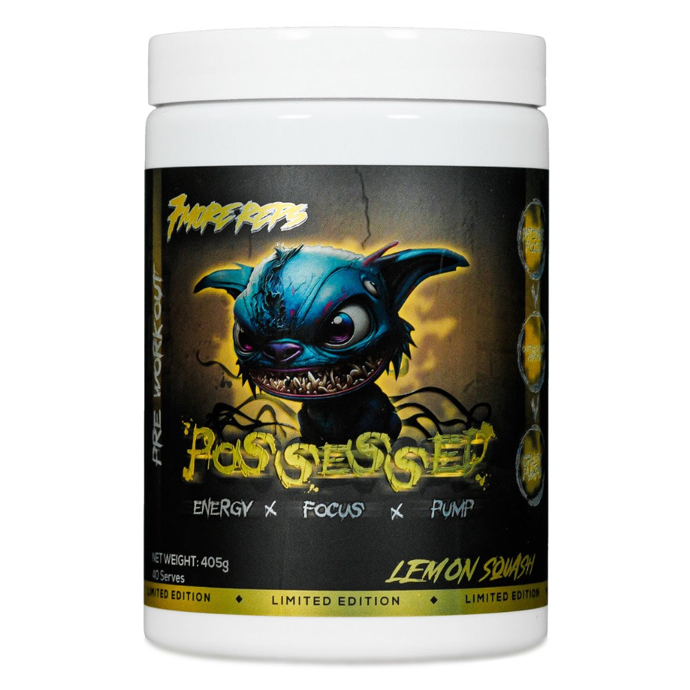 Possessed by 7 more reps. High stimulant pre workout. Lemon Squash flavour
