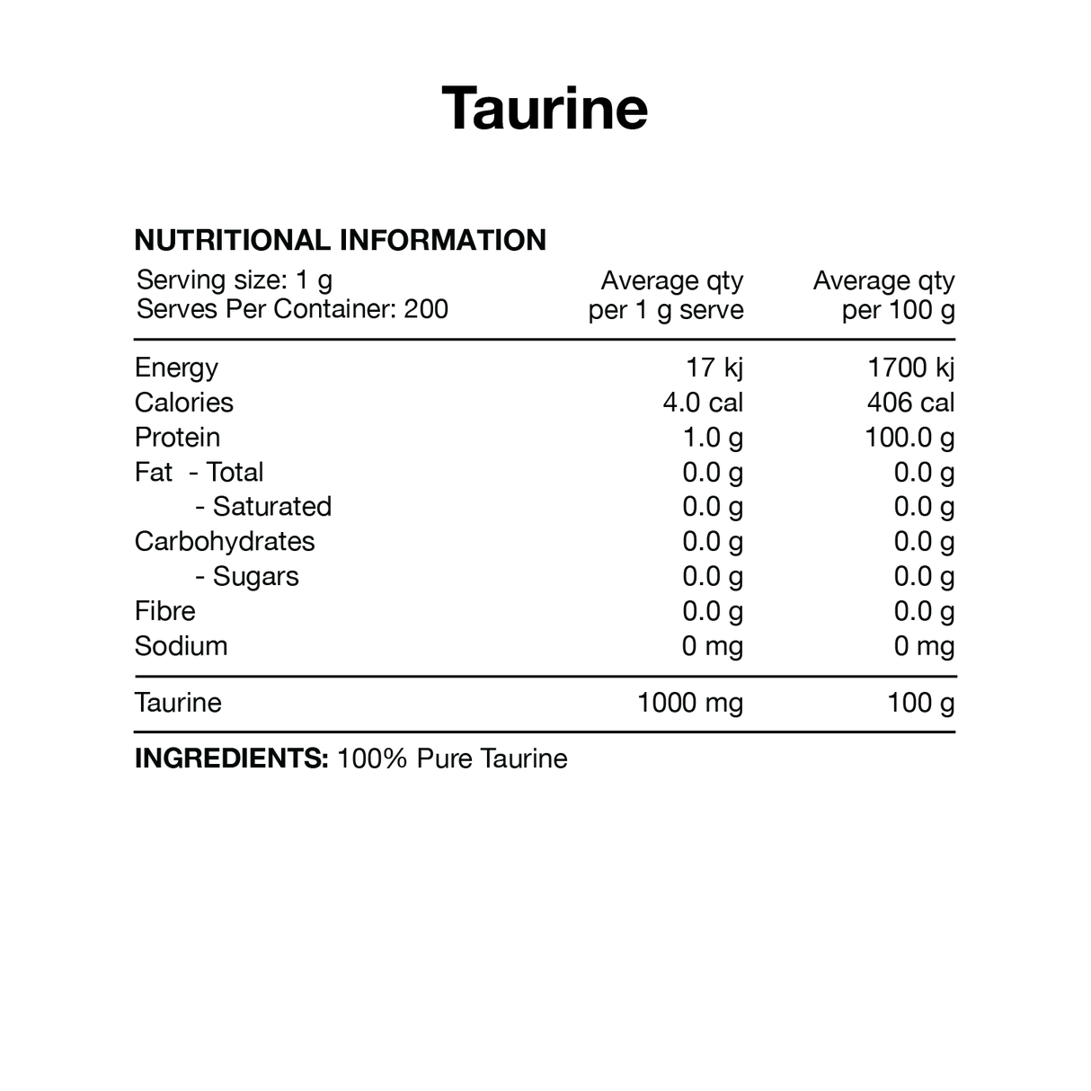 Taurine by Switch Nutrition