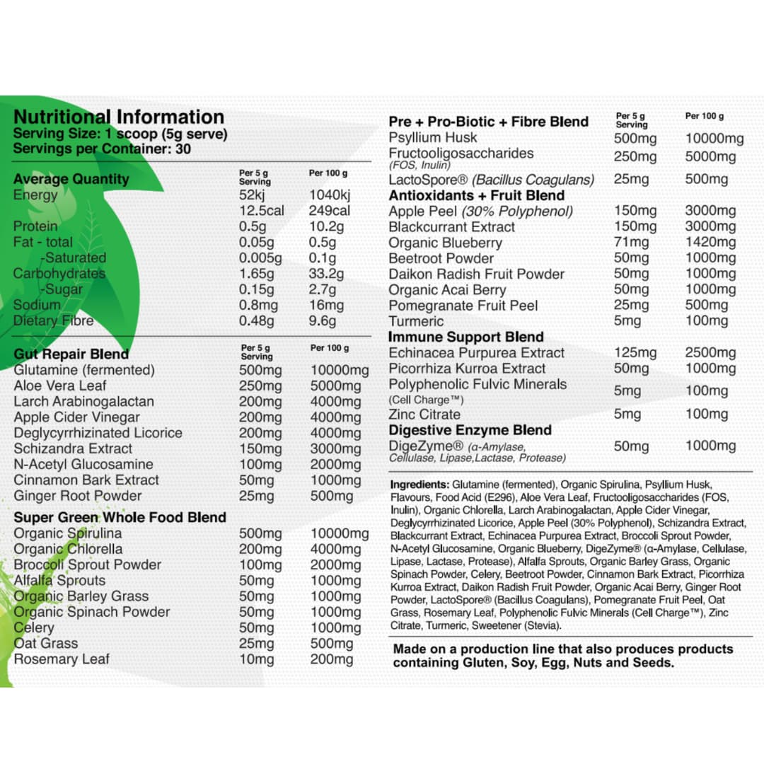 Greens Gut + Immunity by Red Dragon Nutritionals
