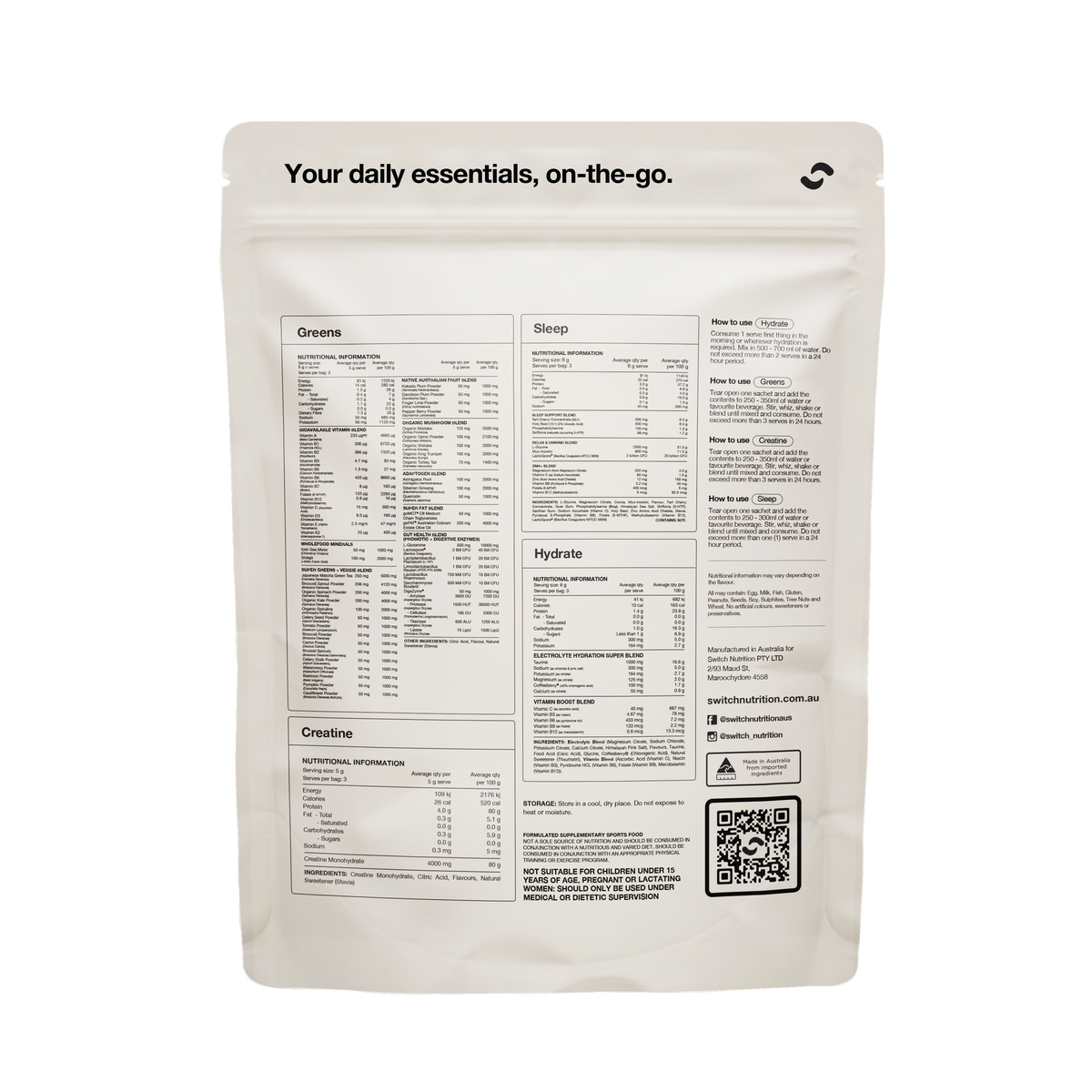 Daily Essentials Sachets by Switch Nutrition